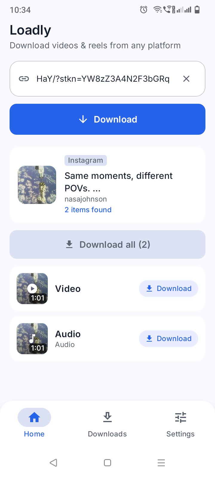 Loadly Home screen in light mode