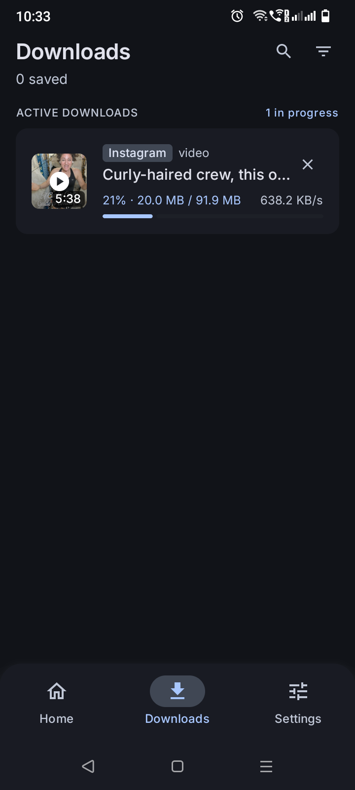 Loadly Downloads screen showing download progress